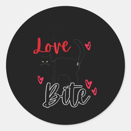 Sticker Rond A Cat Bite Means Love, Kitty Valentines (Devant)