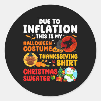 Sticker Rond À cause de l'inflation Hallothanksmas Noël de fami