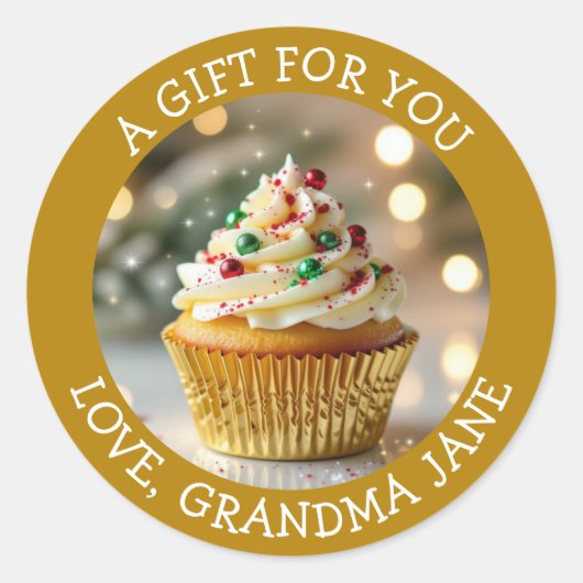 Sticker Rond A  Christmas Cupcake Personalized Food Label (Devant)