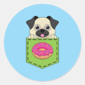 Sticker Rond A Cute Dog Peeking and a Strawberry Donut (Devant)