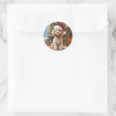 Sticker Rond A Cute Festive Poodle Christmas   (Sac)