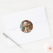 Sticker Rond A Cute Festive Poodle Christmas   (Enveloppe)