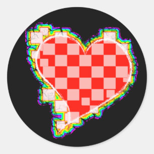 Sticker Rond à damiers coeur. v2.