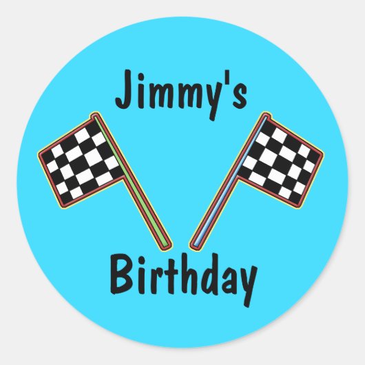 Sticker Rond à damiers drapeaux Stick d'anniversaire (Devant)