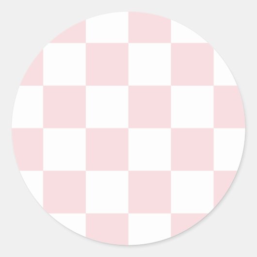 Sticker Rond à damiers grand - blanc et rose pâle (Devant)