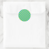 Sticker Rond à damiers Lime Vert et Turquoise (Sac)