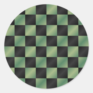 Sticker Rond À damiers moderne vert olive noir dégradé