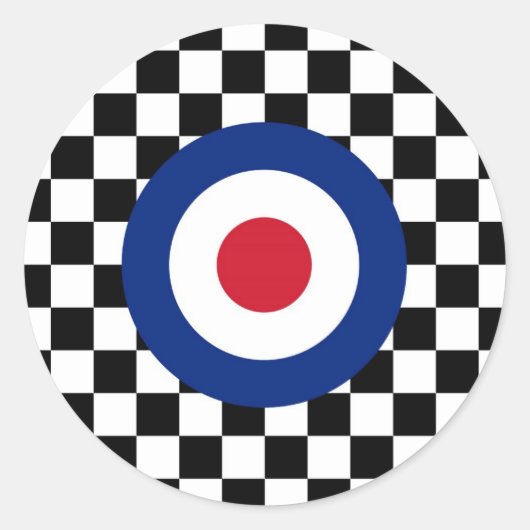 Sticker Rond à damiers Mood cible de course noire (Devant)