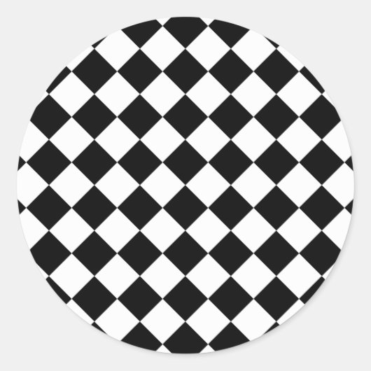 Sticker Rond À damiers noir et blanc rétro (Devant)