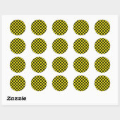Sticker Rond à damiers noir et jaune (Feuille)