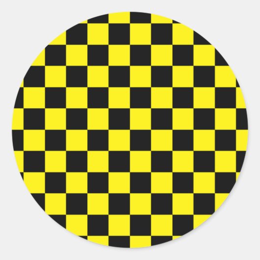 Sticker Rond à damiers noir et jaune (Devant)