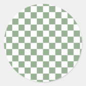 Sticker Rond à damiers Sage vert et blanc (Devant)