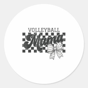 Sticker Rond à damiers Volley-ball Mama Coquette Bow Volley