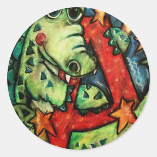 Sticker Rond A est pour Alligator