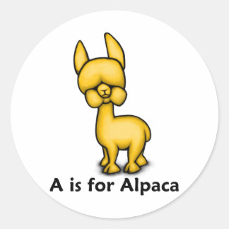 Sticker Rond A est pour Alpaca