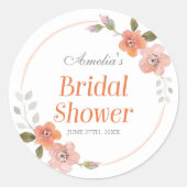 Sticker rond à Fête des mariées orange floral (Devant)