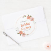 Sticker rond à Fête des mariées orange floral (Enveloppe)