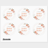 Sticker rond à Fête des mariées orange floral (Feuille)