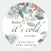 Sticker Rond À feuillage persistant Baby son baby shower extéri (Devant)