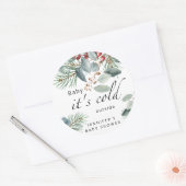 Sticker Rond À feuillage persistant Baby son baby shower extéri (Enveloppe)