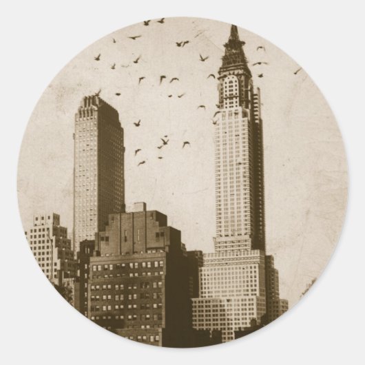 Sticker Rond A flock of birds flying (Devant)