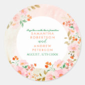 Sticker Rond A Garden Romance : Mariage d'aquarelle rose et ver (Devant)