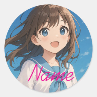 Sticker Rond A Girl under the Summer Sky