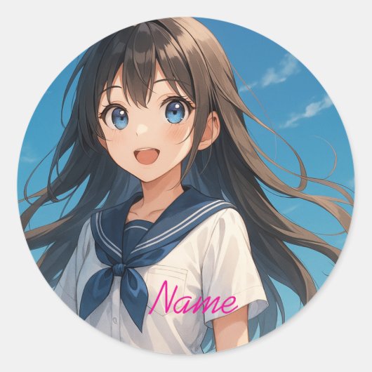 Sticker Rond A Girl under the Summer Sky2  (Devant)