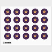 Sticker rond à graduation florale violet (Feuille)