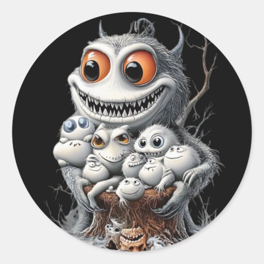 Sticker Rond A Halloween sticker. Monsters are waiting for you! (Devant)