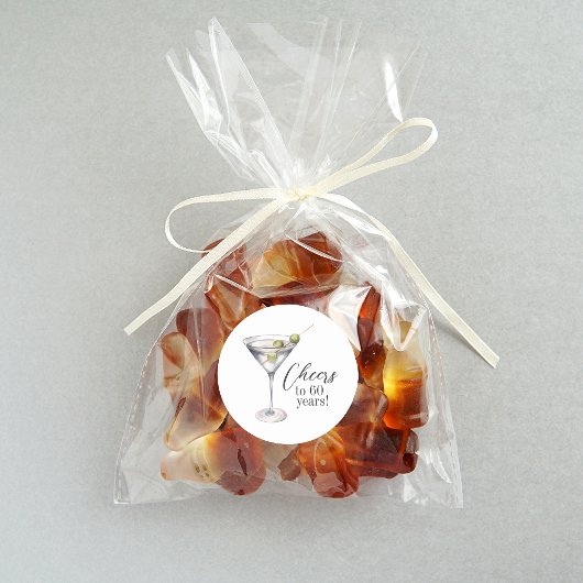 Sticker Rond À la fête d'anniversaire Martini Cocktail 60 ans