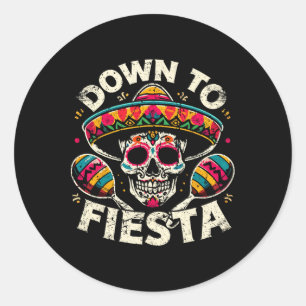 Sticker Rond A La Fête De Fiesta Funny Parti Mexicain Fiesta Cr