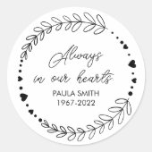 Sticker Rond À la mémoire de Cadeau de funérailles Toujours dan (Devant)