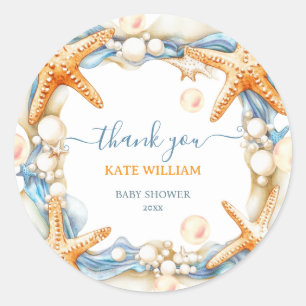 Sticker Rond À la mer bientôt  Remerciements pour la baby showe