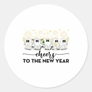 Sticker Rond À la nouvelle année Fantômes buvant du champagne N