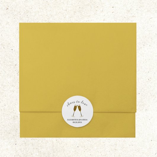 Sticker Rond À l'amour, flûtes de champagne