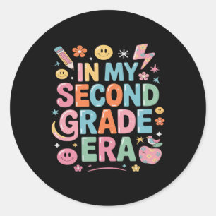Sticker Rond À l'ère de la 2e année, enseignante de 2e année, r