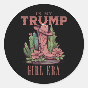 Sticker Rond À l'ère de ma fille Trump western Usa cow-girl amé
