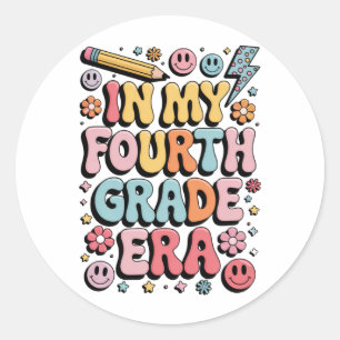 Sticker Rond À l'ère de ma quatrième année 4e année Retour à l'