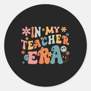 Sticker Rond À L'Ère De Mon Enseignant Premier Jour D'École Ret