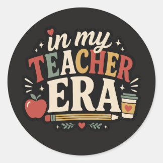 Sticker Rond À l'ère de mon professeur Professeur Rétro
