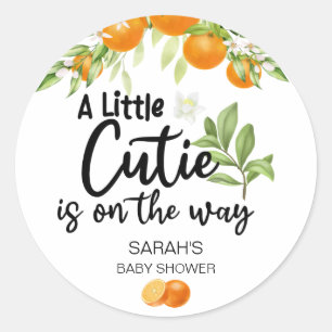 Sticker Rond A Little Cutie est sur le chemin Orange Baby showe