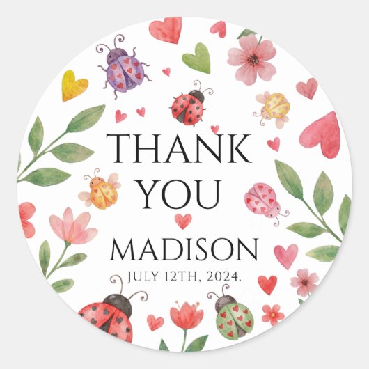 Sticker Rond A Little Love Bug Baby Shower  (Devant)