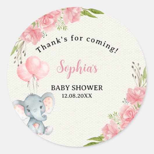 Sticker Rond A Little Peanut is on the Way, baby shower Girl (Devant)