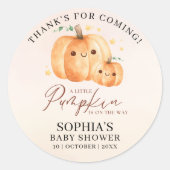 Sticker Rond "A Little Pumpkin" Baby Shower – Fall Theme (Devant)