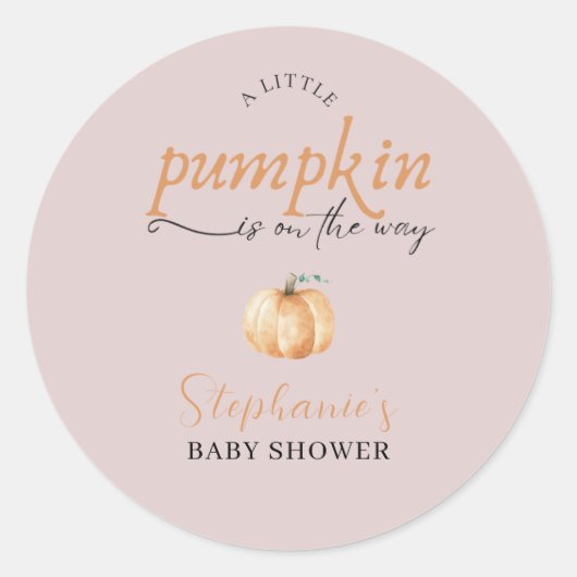 Sticker Rond A Little Pumpkin Is On The Way Fall Baby Shower  (Devant)