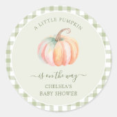 Sticker Rond A Little Pumpkin is On The Way Fall Baby Shower (Devant)
