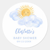 Sticker Rond A Little Ray Of Sunshine Baby Shower (Devant)