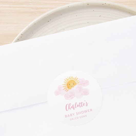 Sticker Rond A Little Ray Of Sunshine Baby Shower