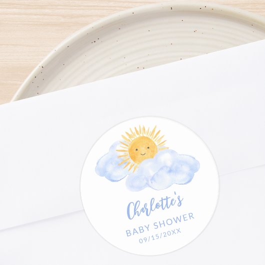 Sticker Rond A Little Ray Of Sunshine Baby Shower
